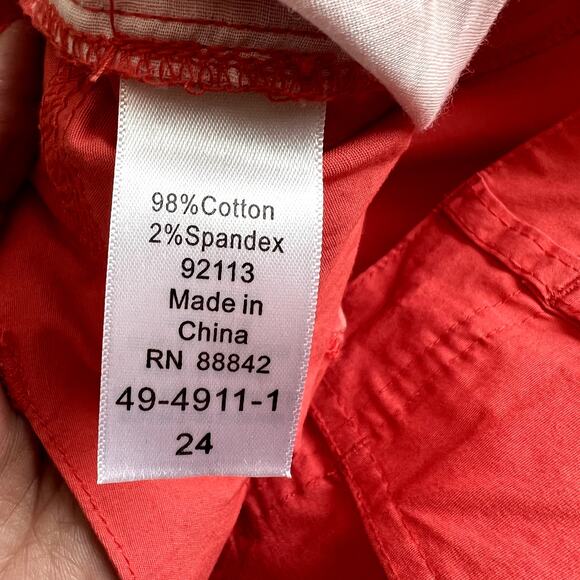 Ellos Chino Pants Women 24 Orange Plus Size Flattering Coastal Cropped Capri - Picture 9 of 10